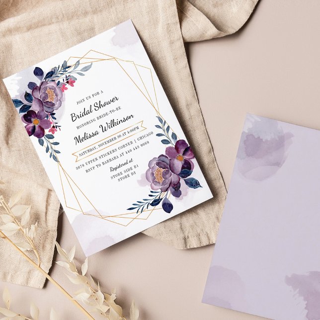 Floral Script Geometric Bridal Shower Invitation (Creator Uploaded)
