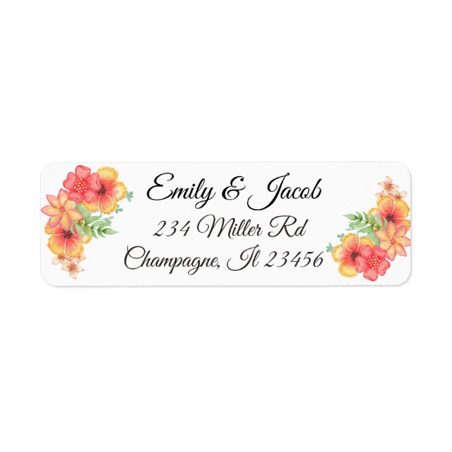 Floral Script Return Address Labels (Front)