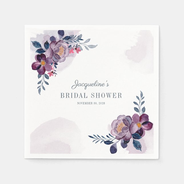 Floral Script Rustic Bridal Shower Paper Napkin (Front)