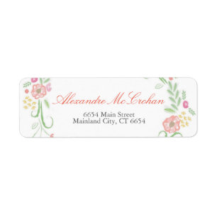 Floral Script Typography Return Address Label