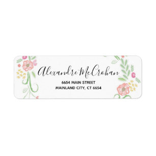 Floral Script Typography Return Address Label