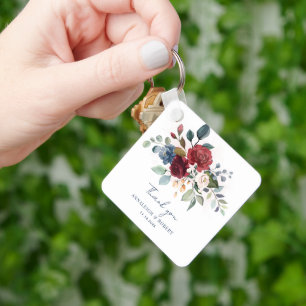 Floral Script Wedding Favours Thank You Key Ring