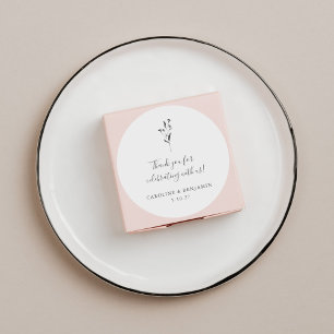 Floral Script White Boho Wedding Custom Thank You Classic Round Sticker