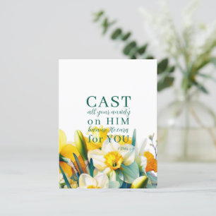 Floral Scripture 1 Peter 5:7  Postcard