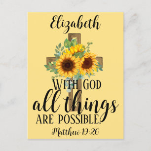 Floral Scripture All Things Possible Sunflowers Postcard