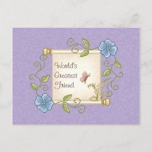 Floral Scroll Pixel Art Postcard