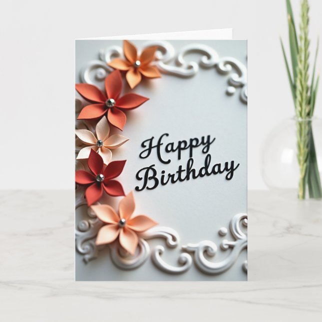 Floral Scrollwork Birthday Card (Front)