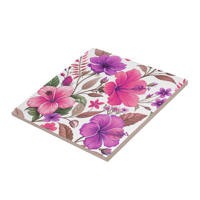 floral sea, shower curtain ceramic tile (Side)