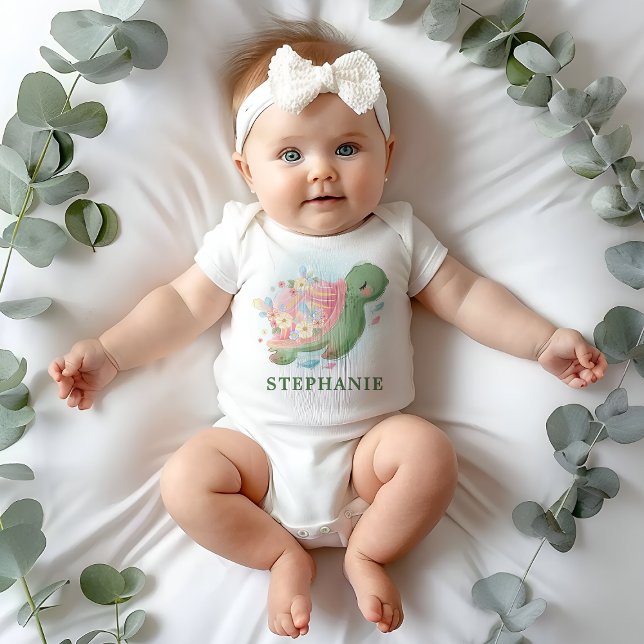 Floral Sea Turtle Baby Shower Bodysuit (Creator Uploaded)