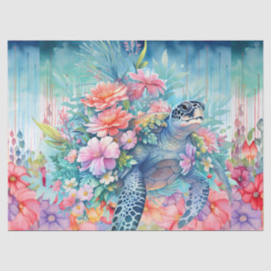 Floral Sea Turtle Decoupage Tissue Paper