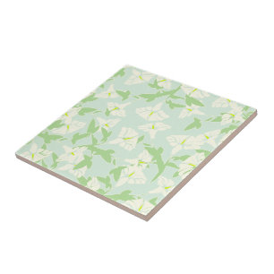Floral Seafoam Green And White Spring Tile