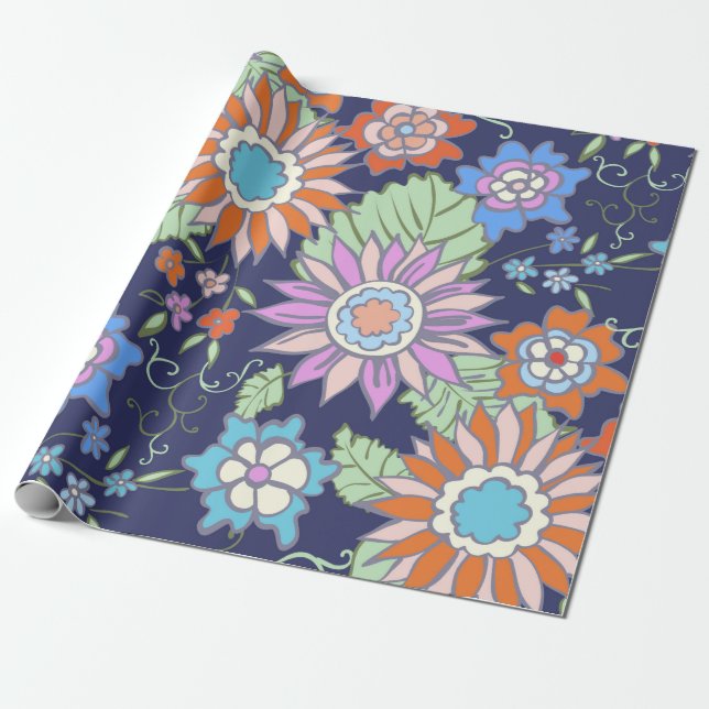 Floral seamless background pattern spring - summer wrapping paper (Unrolled)