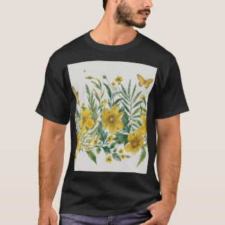 Floral seamless horizontal border with abstract T-Shirt
