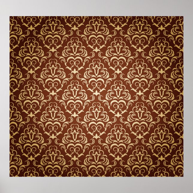 Floral seamless ornamental wallpaper illustration. poster (Front)