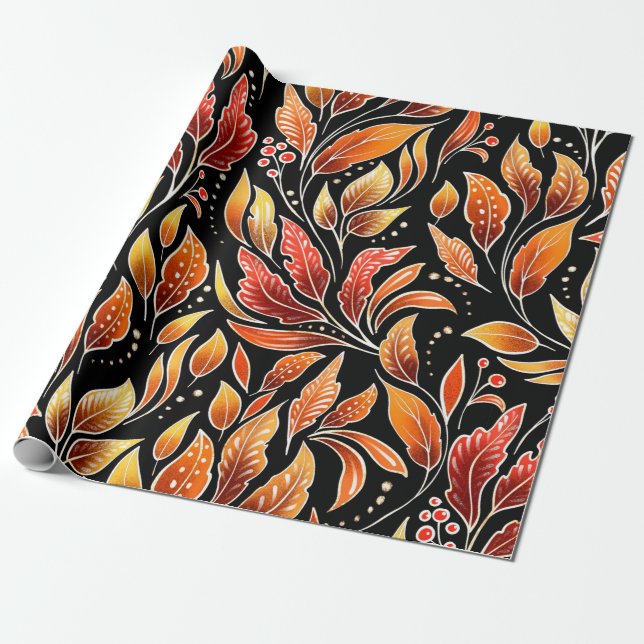 Floral seamless pattern. Autumn background with go Wrapping Paper (Unrolled)