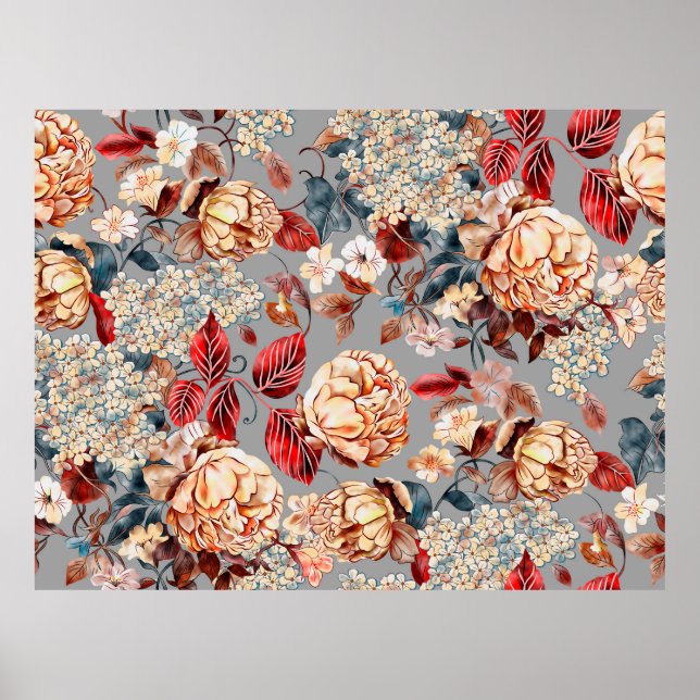Floral seamless pattern, background In art nouveau Poster (Front)