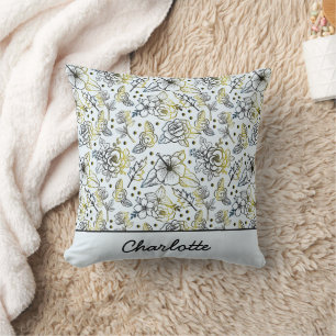 Floral seamless pattern big blossom personalised cushion