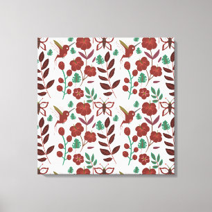 Floral seamless pattern birds and butterflies canvas print