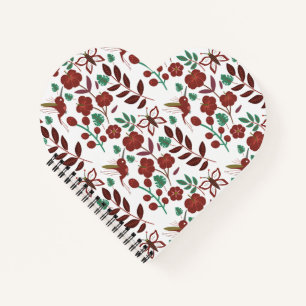 Floral seamless pattern birds and butterflies notebook