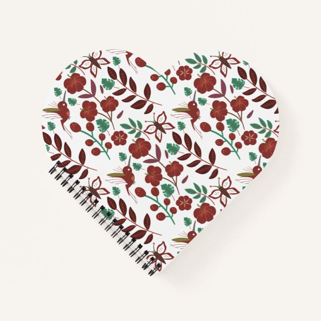 Floral seamless pattern birds and butterflies notebook (Front)