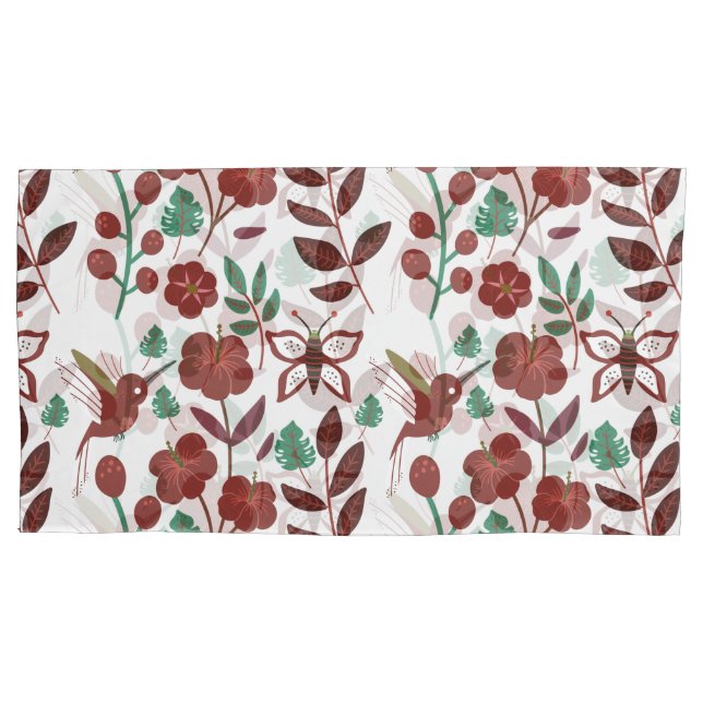 Floral seamless pattern birds and butterflies pillowcase (Front-Left)