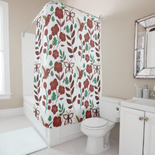 Floral seamless pattern birds and butterflies shower curtain