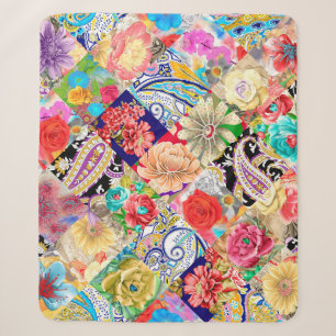 Floral seamless pattern blooming white flowers Bot Sherpa Blanket