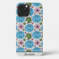Floral seamless pattern blue & pink personalised