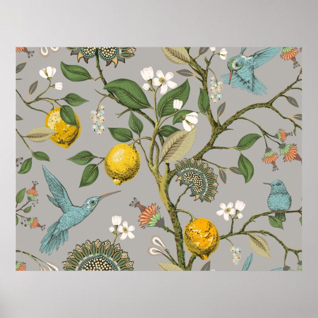 Floral seamless pattern. Botanical wallpaper. Plan Poster (Front)