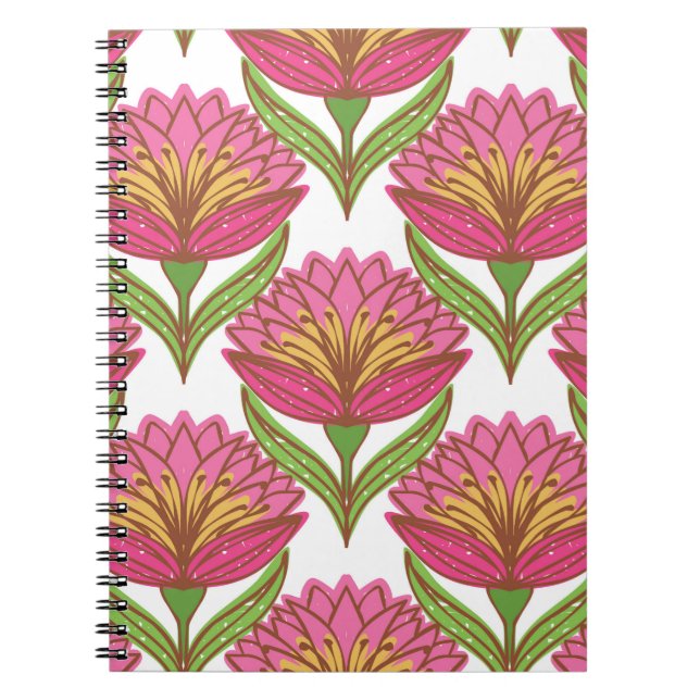 Floral seamless pattern. Bright red flowers on whi Notebook (Front)