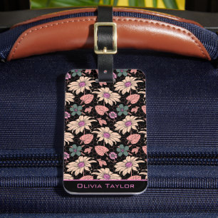 Floral seamless pattern colourful personalised nam luggage tag