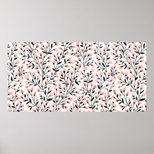 Floral seamless pattern design. Branch with small  Poster