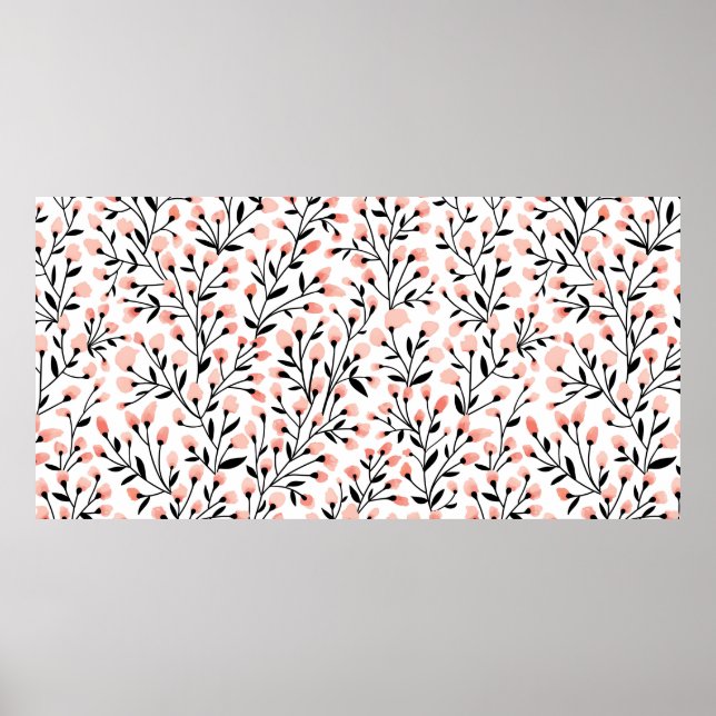 Floral seamless pattern design. Branch with small  Poster (Front)