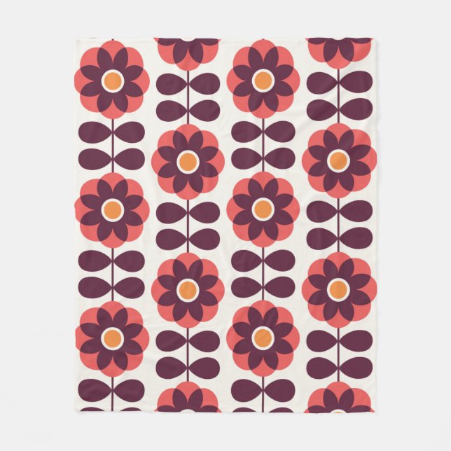Floral seamless pattern design. Scandinavian style Fleece Blanket (Front)