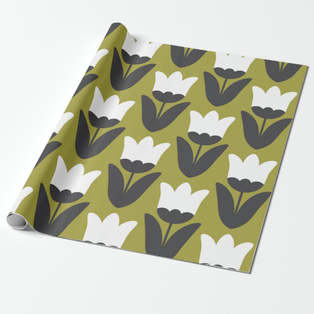 Floral seamless pattern design. Scandinavian style Wrapping Paper (Unrolled)