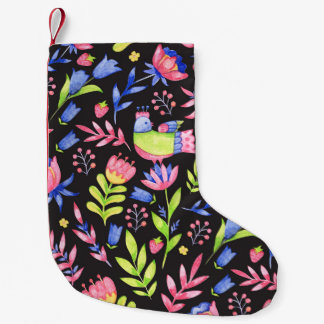 Floral seamless pattern design. Spring flowers and Small Christmas Stocking