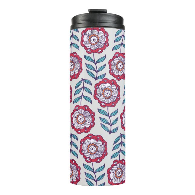Floral seamless pattern, endless texture with flow thermal tumbler (Front)