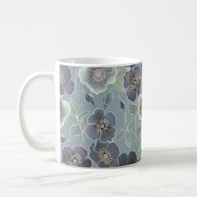 Floral seamless pattern. Flower background. Floral Coffee Mug (Left)