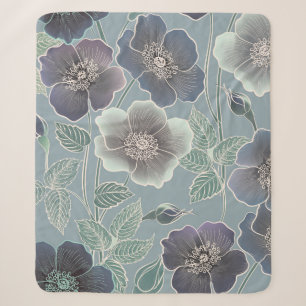 Floral seamless pattern. Flower background. Floral Sherpa Blanket