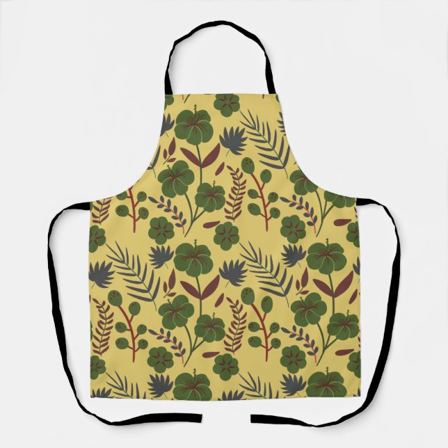Floral seamless pattern flowers and butterflies apron (Front)