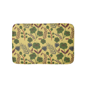 Floral seamless pattern flowers and butterflies bath mat