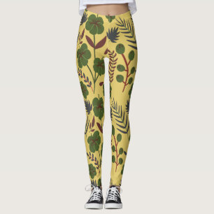 Floral seamless pattern flowers and butterflies leggings