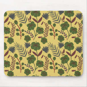 Floral seamless pattern flowers and butterflies mouse pad