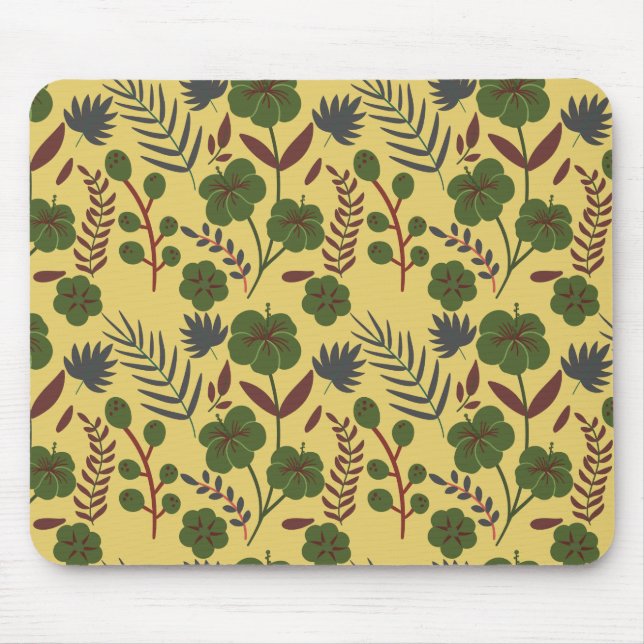 Floral seamless pattern flowers and butterflies mouse pad (Front)