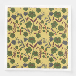 Floral seamless pattern flowers and butterflies napkin