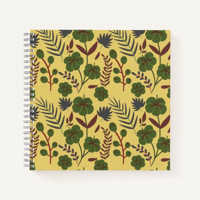Floral seamless pattern flowers and butterflies notebook (Front)