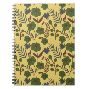 Floral seamless pattern flowers and butterflies notebook