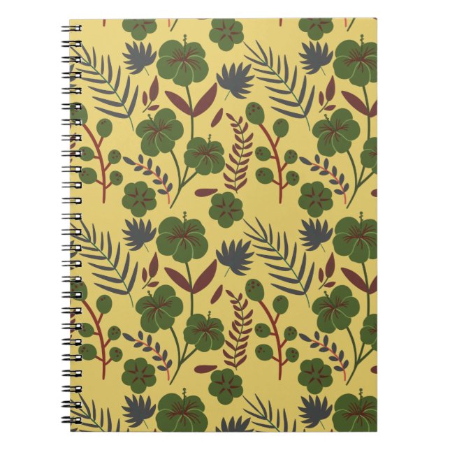 Floral seamless pattern flowers and butterflies notebook (Front)