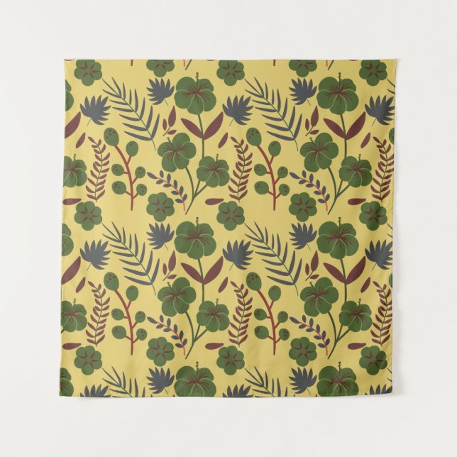 Floral seamless pattern flowers and butterflies tapestry (Front)