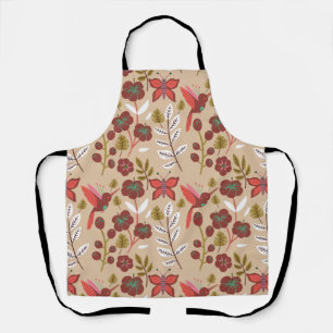 Floral seamless pattern flowers, birds, butterfly apron